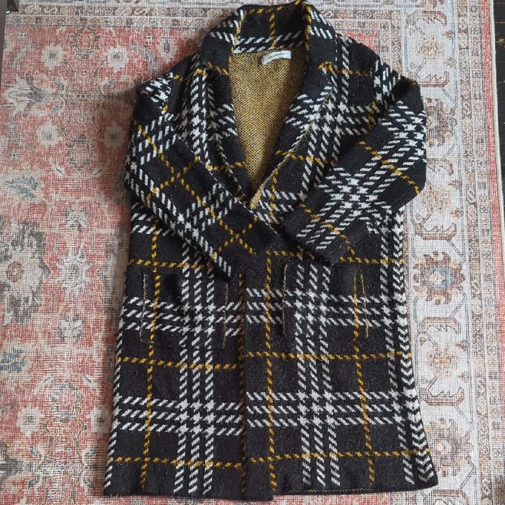 Promod Black and Yellow Plaid Cape